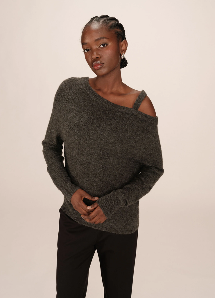 Pull Samantha Antracita Grace & Mila — Sweater hombro descubierto mujer