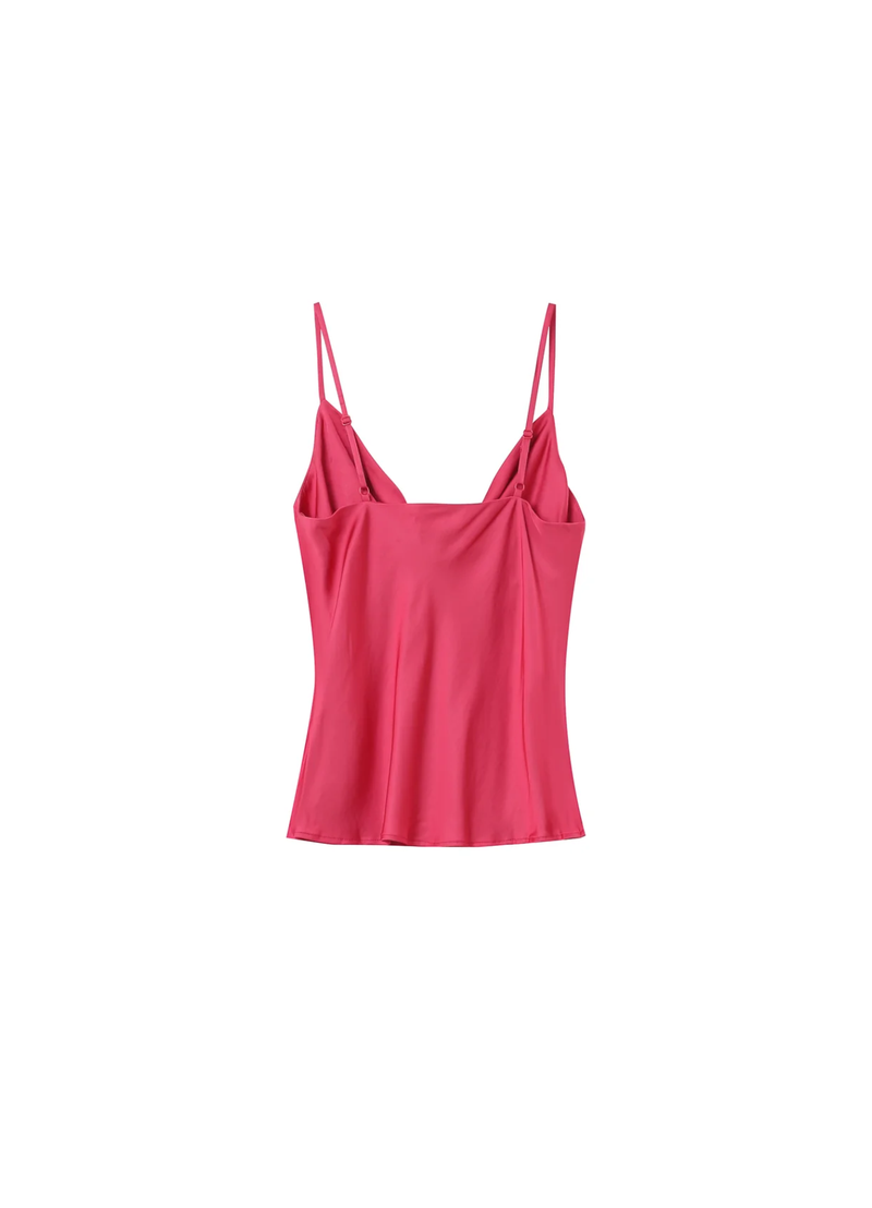 Top drapeado de satén rosa Pomerol
