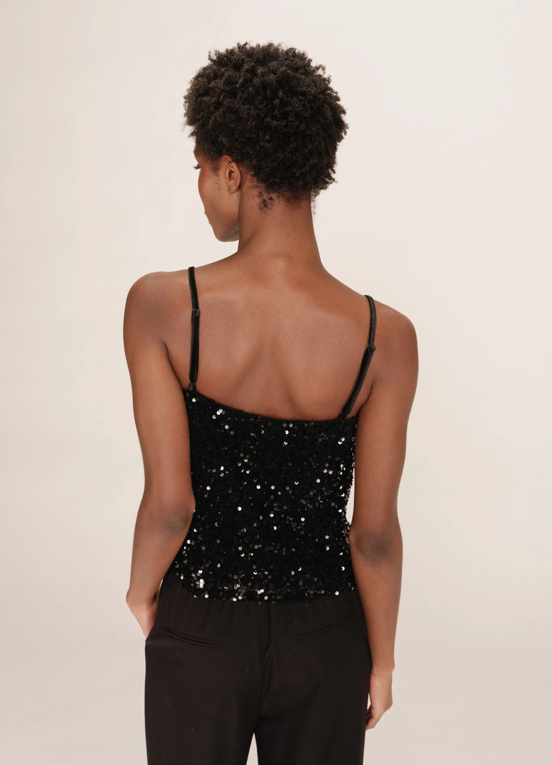 TOP TWENTY CORTO CON LENTEJUELAS NEGRO