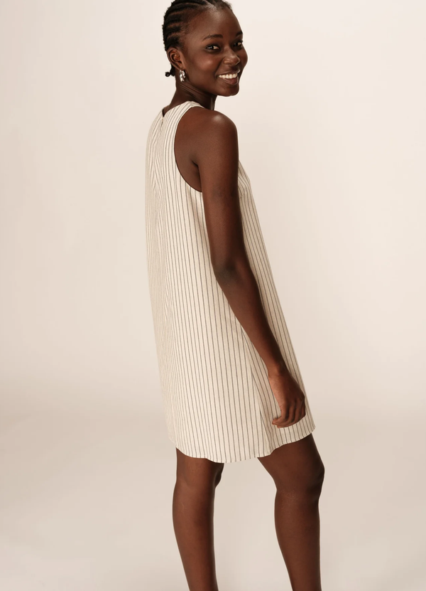 VESTIDO CORTO DE RAYAS PETZ BEIGE