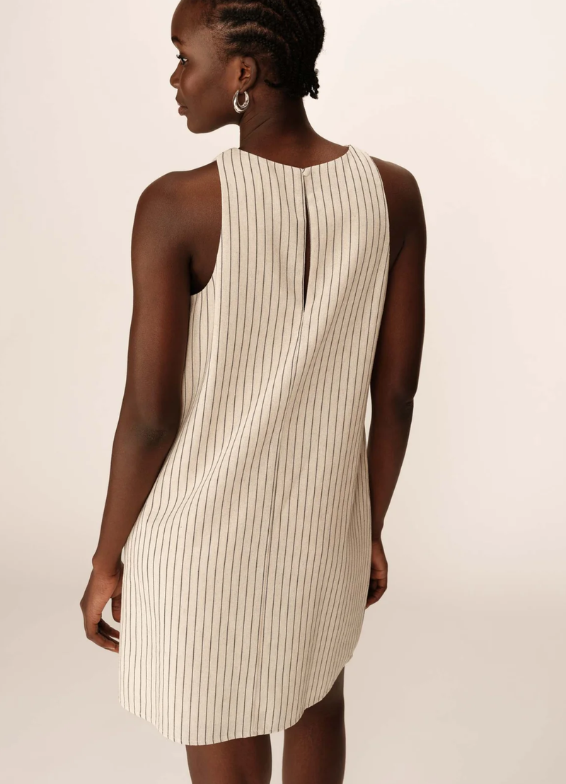 VESTIDO CORTO DE RAYAS PETZ BEIGE