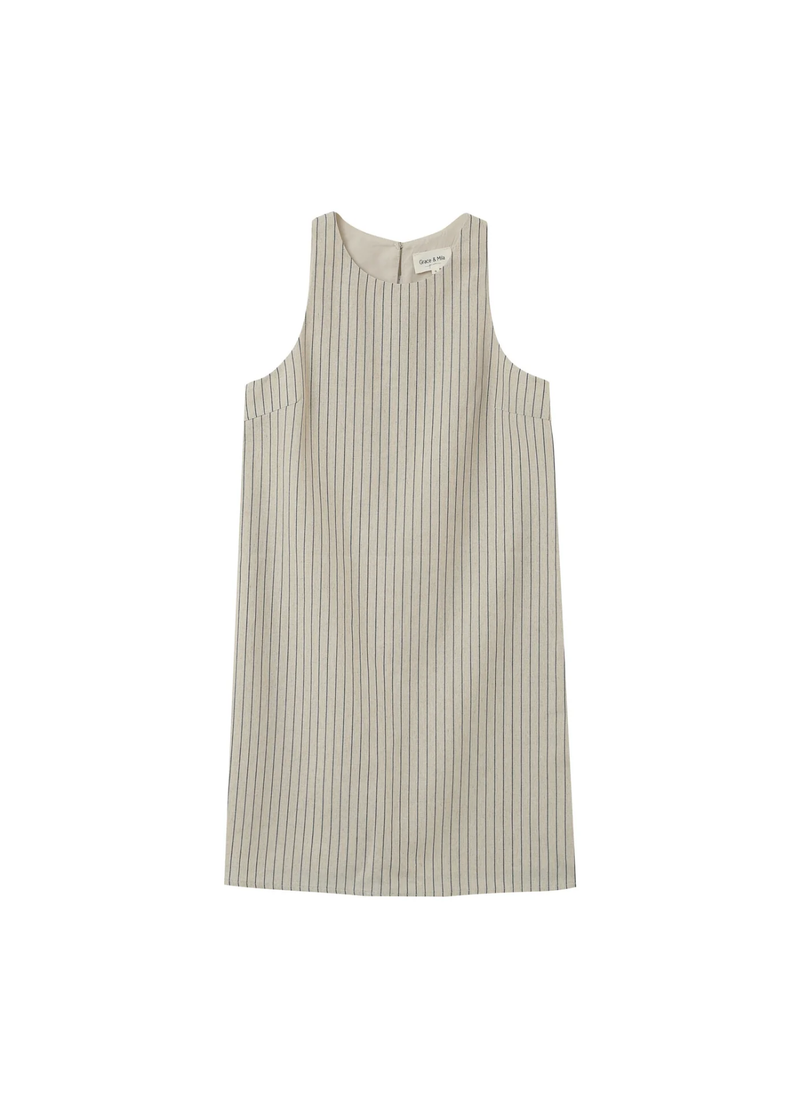 VESTIDO CORTO DE RAYAS PETZ BEIGE