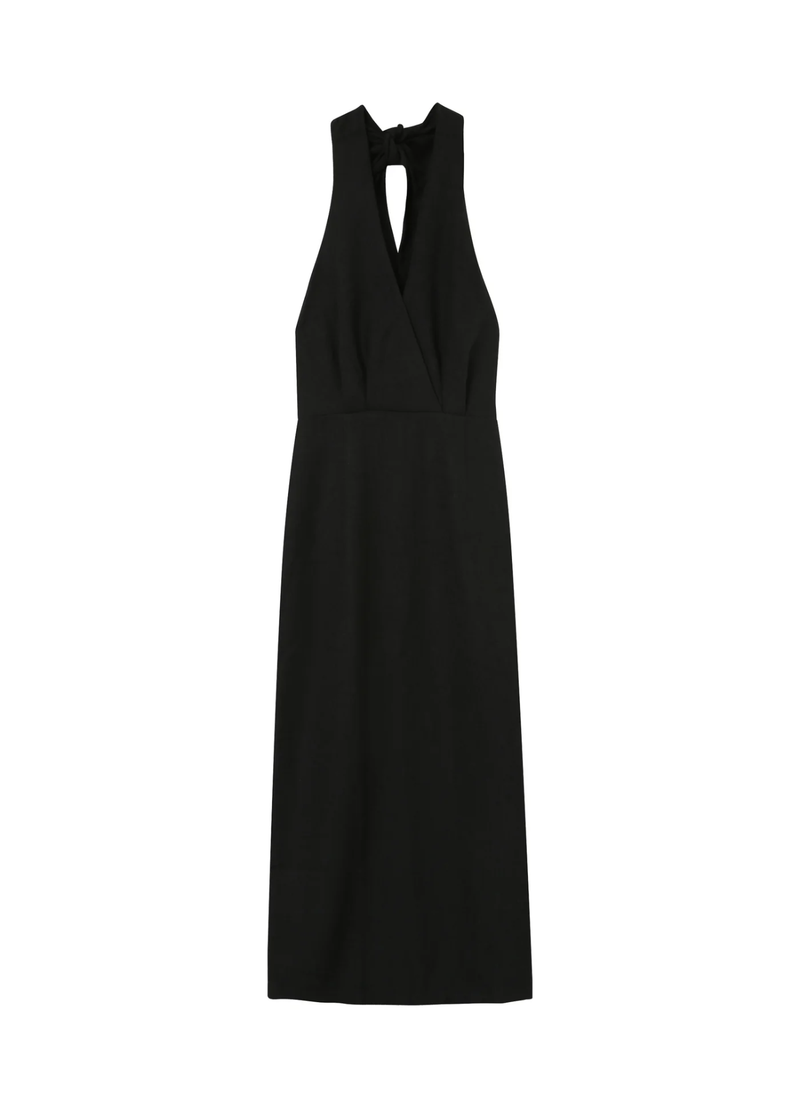 VESTIDO SIN ESPALDA MIDI NOIR PERLA