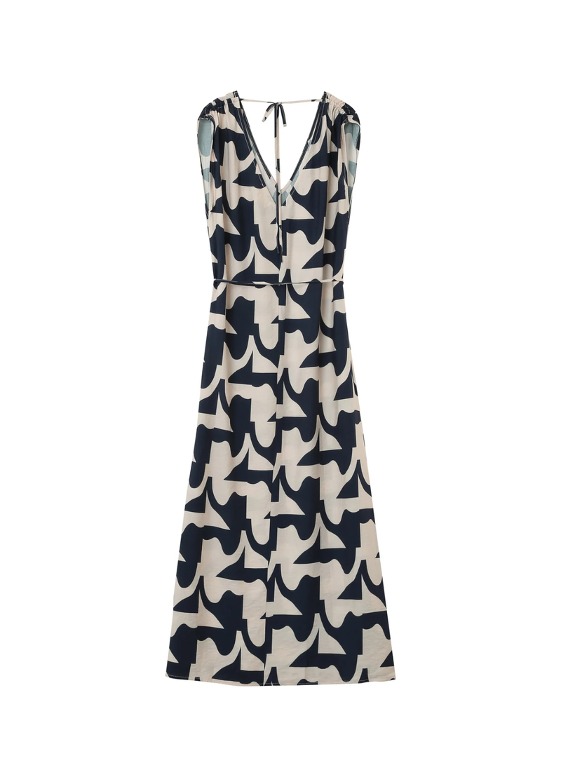 Vestido largo estampado Pensee azul marino